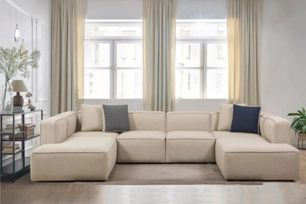 كنبة زاوية شكل حرف U مولتو - بيج