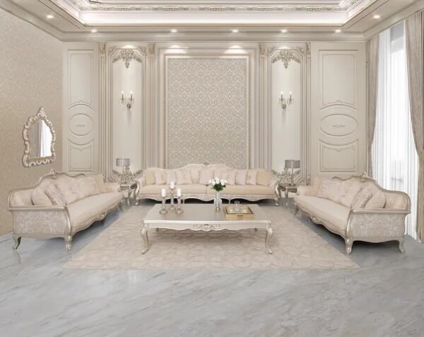 طقم كنب كلاسيكي ملكي أريستو 4 قطع - بيج