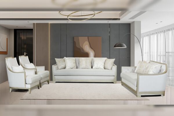 طقم كنب نيو كلاسيك 4 قطع توبا - بيج