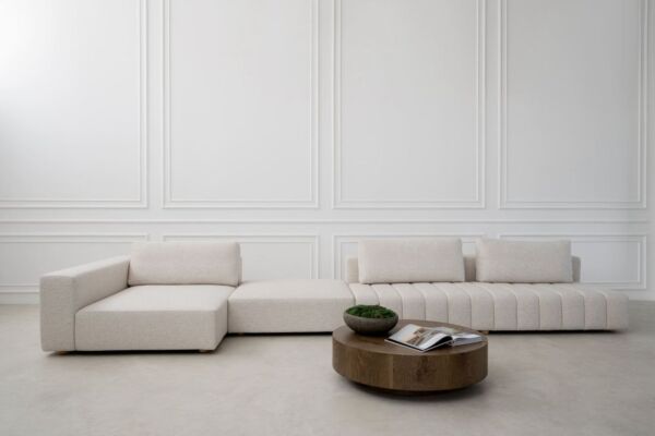 كنبة زاوية وسكار مودرن - بيج