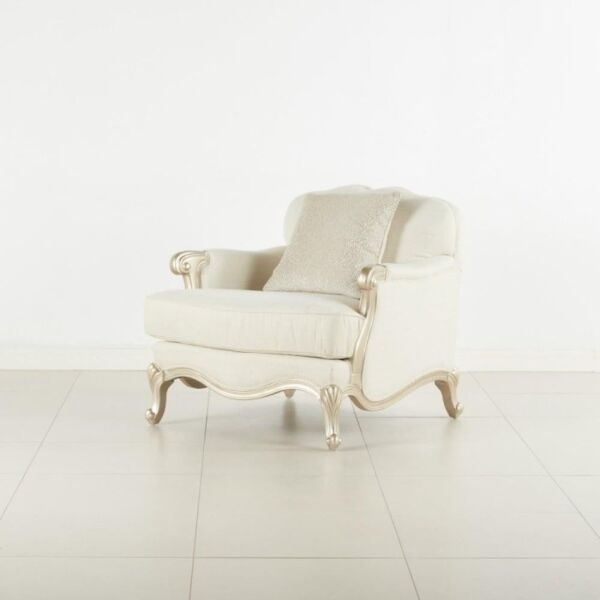 طقم كنب كلاسيكي 4 قطع كايلا - عاجي وذهبي