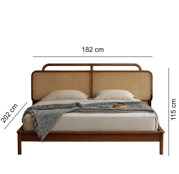 سرير كوين راتان طبيعي 200x160 سم من ويلو - بني وبيج