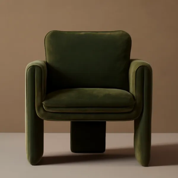 كرسي مفرد مخمل مونبيم مينجل - اخضر غامق