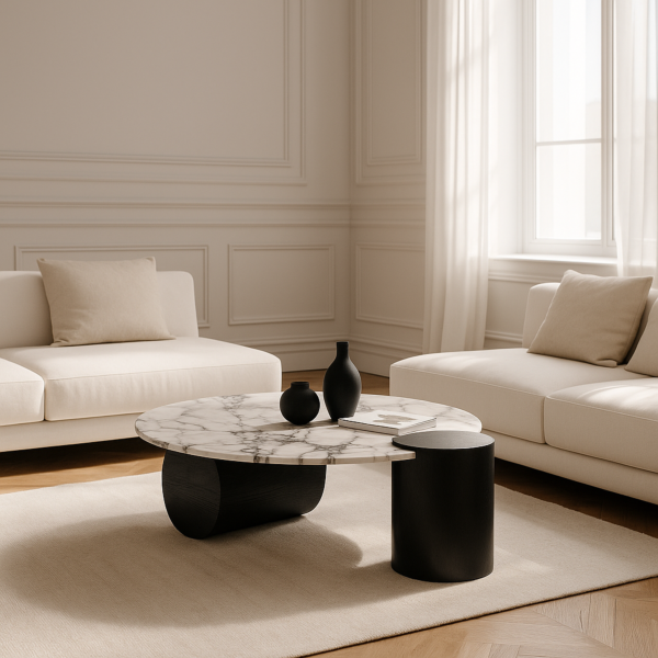 طاولة قهوة رونول - ابيض واسود