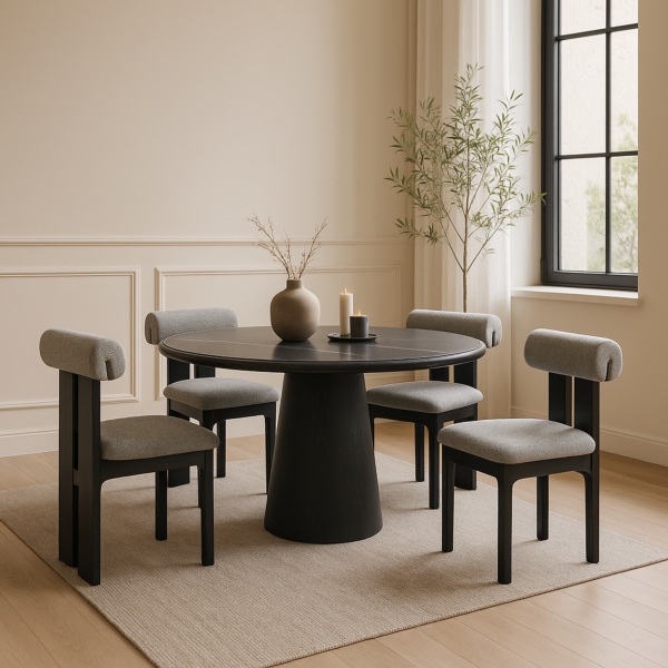 طاولة طعام رخام ميناي 4 اشخاص - اسود