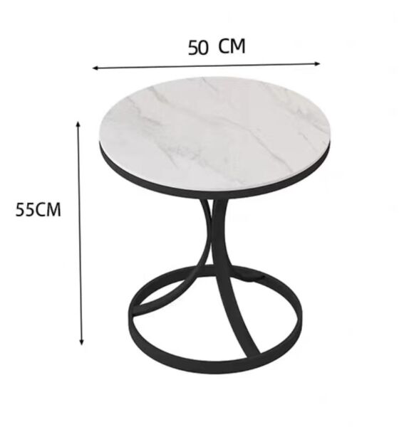 طاولة جانبية مودرن كاتاليا - أسود وأبيض رخامي