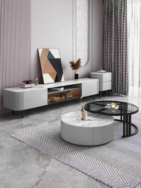 طاولة قهوة كارلوس - رمادي واسود