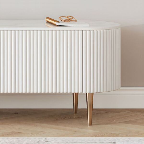 طاولة تلفزيون بيسان - ابيض وذهبي