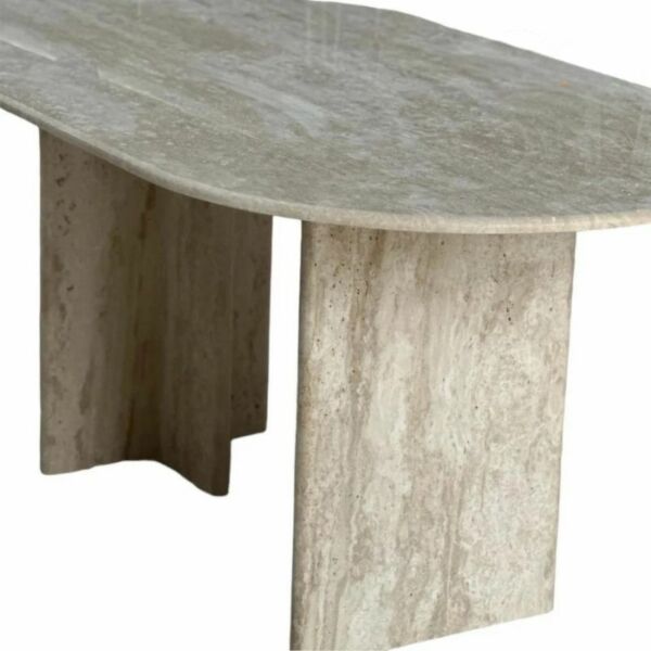 طاولة طعام 8 اشخاص رخام ترافنتينو - بيج