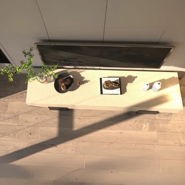 طاولة تلفزيون حجر طبيعي - اوف وايت