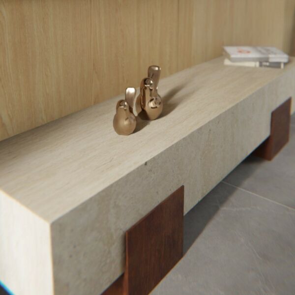 طاولة تلفزيون رخام ترافنتينو - بيج