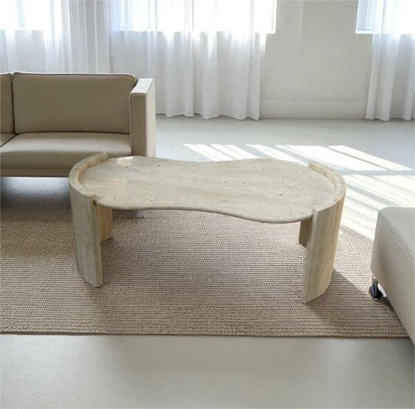 طاولة قهوة رخام ترافنتينو - بيج