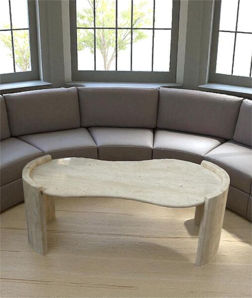 طاولة قهوة رخام ترافنتينو - بيج