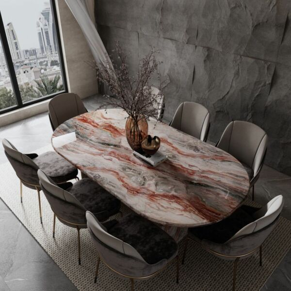 طاولة طعام رخام طبيعي 8 اشخاص ميرنا