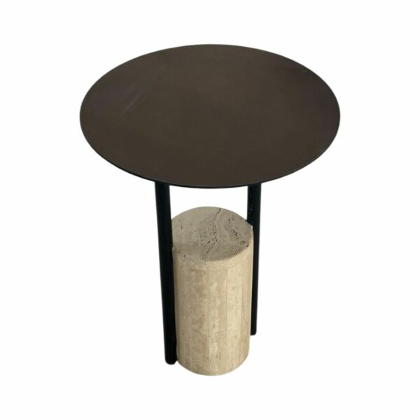 طاولة جانبية رخام طبيعي فيزا - اسود وبيج