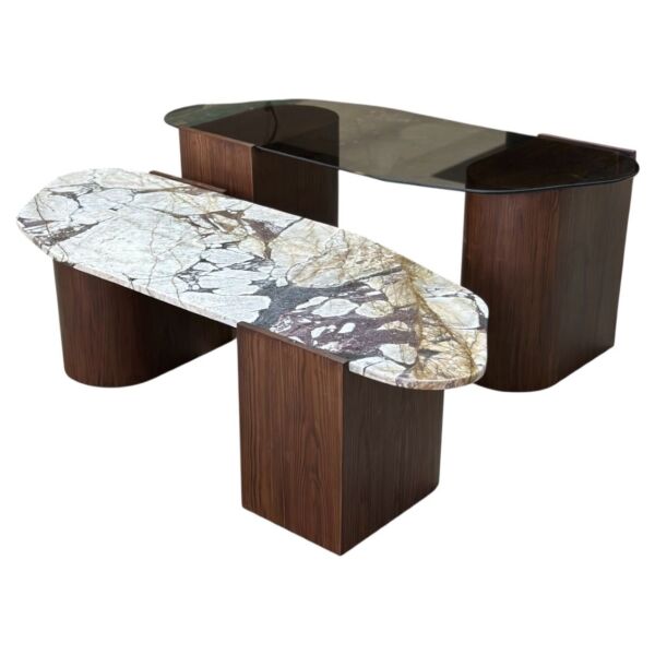 طاولة قهوة متداخلة رخام فيولا - بنفسجي