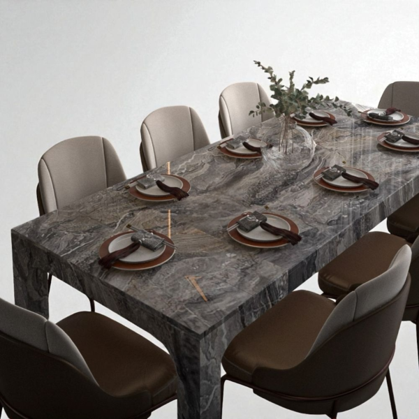 طاولة طعام رخام بريشيا - رمادي