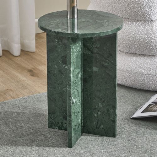 طاولة جانبية رخام قاعدة x - اخضر