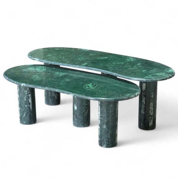 طاولة قهوة متداخلة قطعتين رخام اخضر