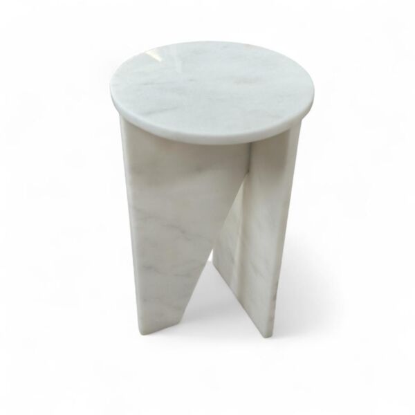 طاولة جانبية رخام طبيعي - ابيض