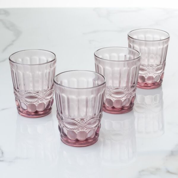 كاسة زجاج كلاسي قصيرة - لون وردي