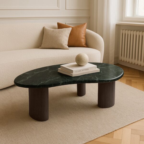 طاولة قهوة رخام باولا - بني واخضر