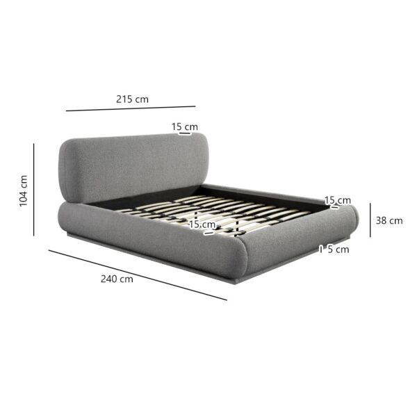 سرير كينغ مارسيل 180x 200 سم - رمادي فاتح
