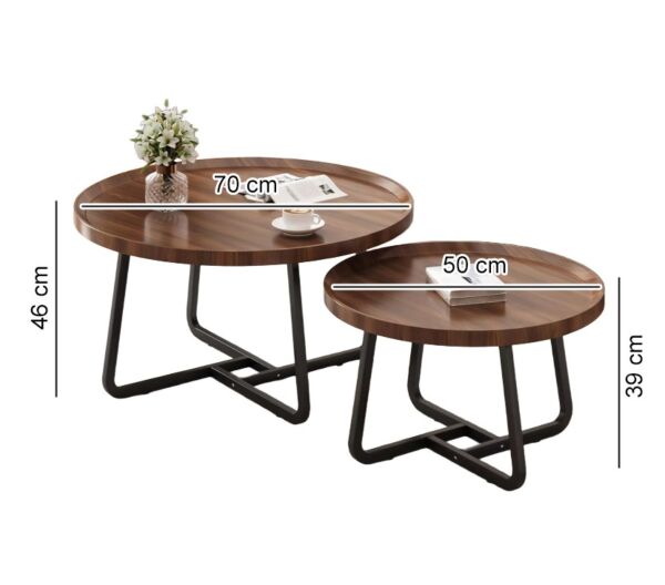 طاولة قهوة قطعتين من مجموعة نوفا - بني واسود
