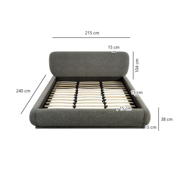 سرير كينغ مارسيل 180x 200 سم - رمادي غامق