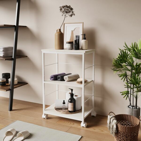 وحدة أرفف متحركة 3 دور سويفت - ابيض