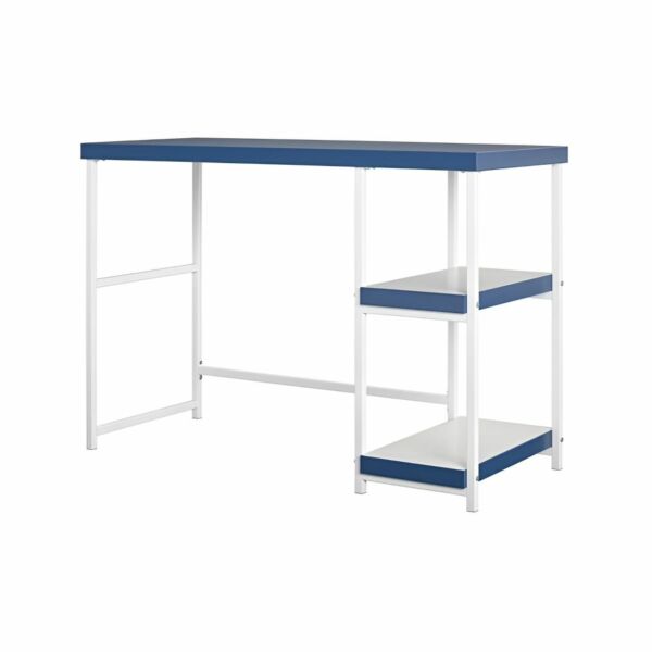 طاولة مكتب مع أرفف جانبية مونتيل - ازرق وابيض