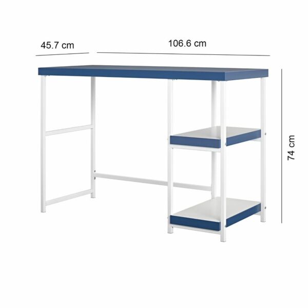 طاولة مكتب مع أرفف جانبية مونتيل - ازرق وابيض