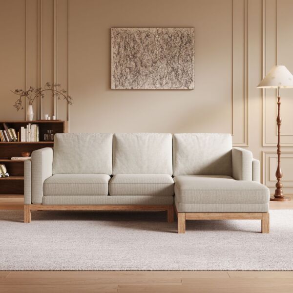 كنب زاوية كتان ليندايل - بيج