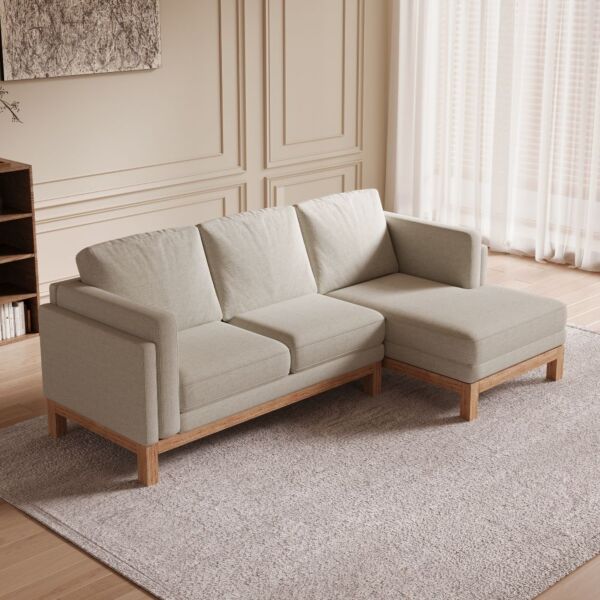 كنب زاوية كتان ليندايل - بيج