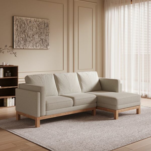 كنب زاوية كتان ليندايل - بيج