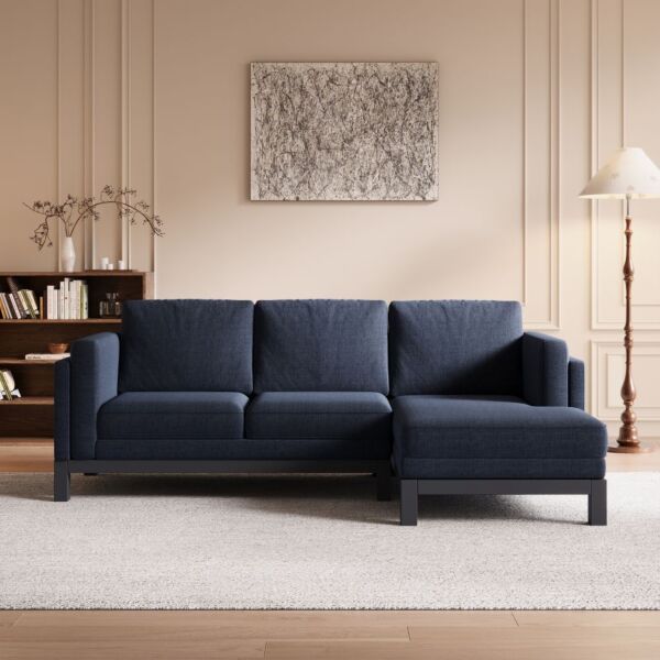 كنب زاوية كتان ليندايل - أزرق غامق