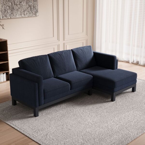 كنب زاوية كتان ليندايل - أزرق غامق