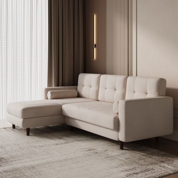 كنبة زاوية كتان رويال - بيج