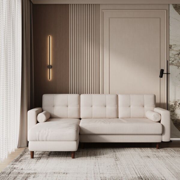 كنبة زاوية كتان رويال - بيج