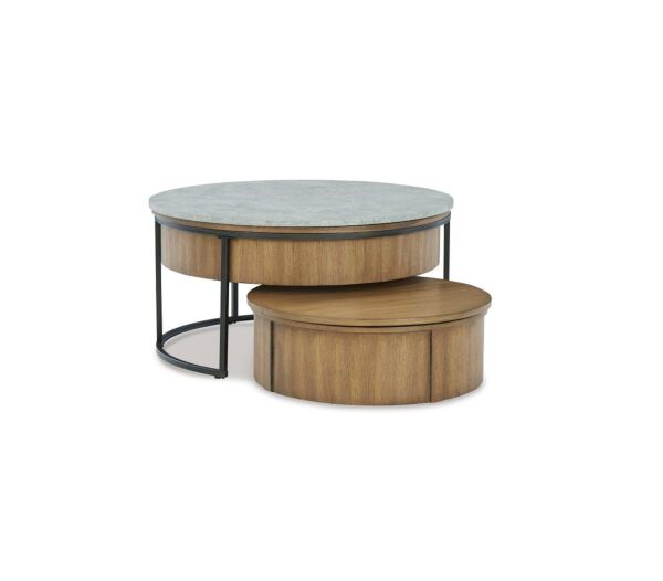 طقم طاولات قهوة 3 قطع فريدلي - بني ورمادي