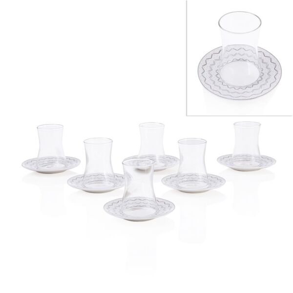 طقم بيالات شاي 170 مل مع صحون باكر 6 أشخاص