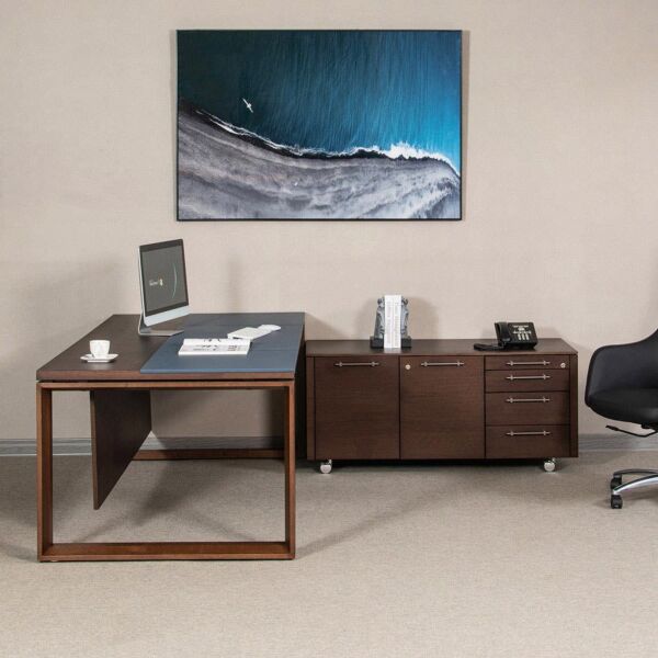 طاولة مكتب لاكويز مع وحدة أدراج منفصلة