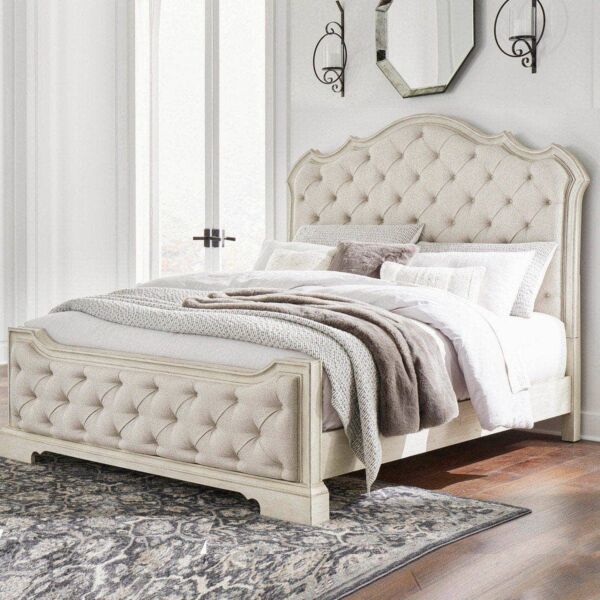 طقم غرفة نوم 5 قطع أرلينداين حجم ملكي - أبيض أنتيك