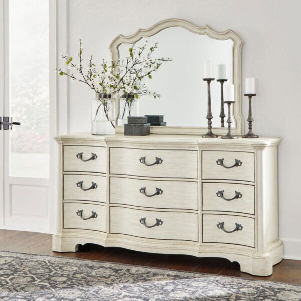 طقم غرفة نوم 5 قطع أرلينداين حجم ملكي - أبيض أنتيك