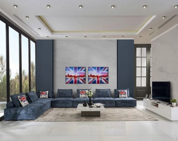 طقم كنب زاوية ريندا - ازرق