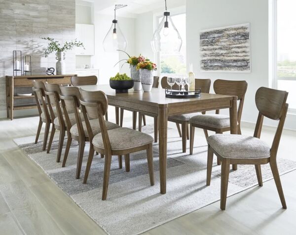 طقم طاولة طعام روانهاو - 10 كراسي - بني