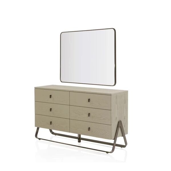 تسريحة مع مرآة لاجون - 6 ادراج - بيج فاتح