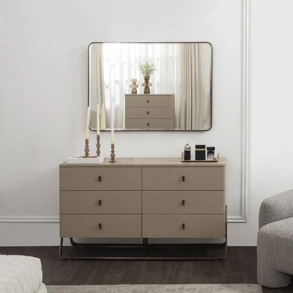 تسريحة مع مرآة لاجون - 6 ادراج - بيج فاتح