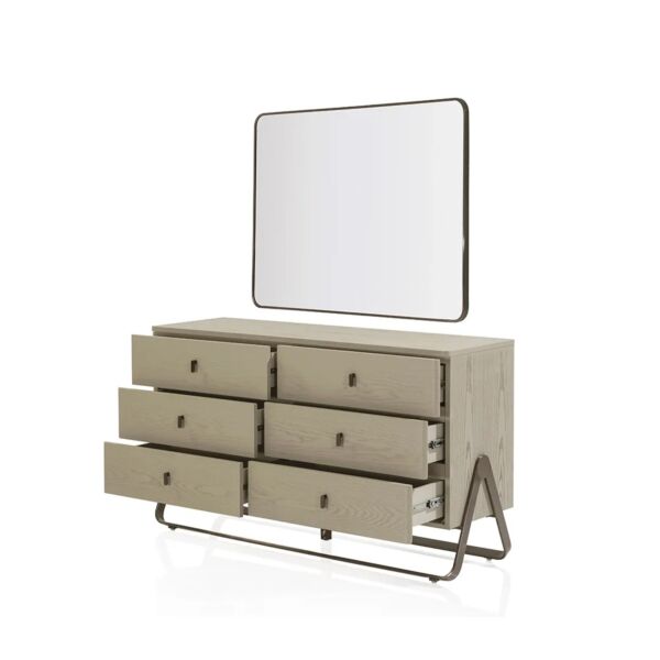 تسريحة مع مرآة لاجون - 6 ادراج - بيج فاتح