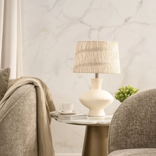 ابجورة طاولة سكون - بيج وأبيض